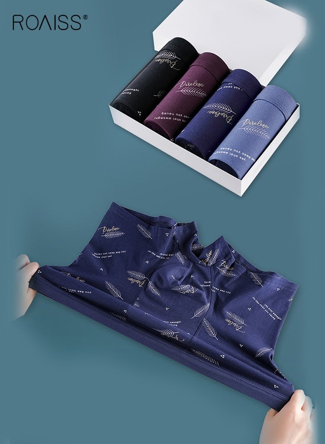 roaiss 4 PCS Antibacterial Boxer Shorts Men Cotton Mens Underwear Shorts Three-Dimensional Print Breathable Non-marking Boxer Briefs Comfortable Skin-Friendly Not Stuffy - Image 4