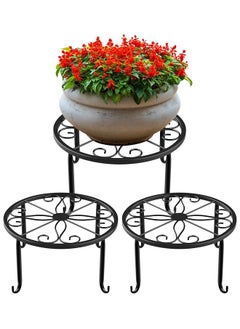 HomarKet 3 Pack Potted Plant Stand Indoor Iron Flowerpot Holder Rustproof Durable Metal Garden Container Outdoor Decorative Round Supports for Planter Black  - Image 1