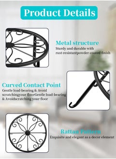 HomarKet 3 Pack Potted Plant Stand Indoor Iron Flowerpot Holder Rustproof Durable Metal Garden Container Outdoor Decorative Round Supports for Planter Black  - Image 3