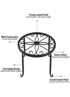 HomarKet 3 Pack Potted Plant Stand Indoor Iron Flowerpot Holder Rustproof Durable Metal Garden Container Outdoor Decorative Round Supports for Planter Black  - Image 5