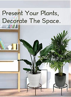 HomarKet 3 Pack Potted Plant Stand Indoor Iron Flowerpot Holder Rustproof Durable Metal Garden Container Outdoor Decorative Round Supports for Planter Black  - Image 2