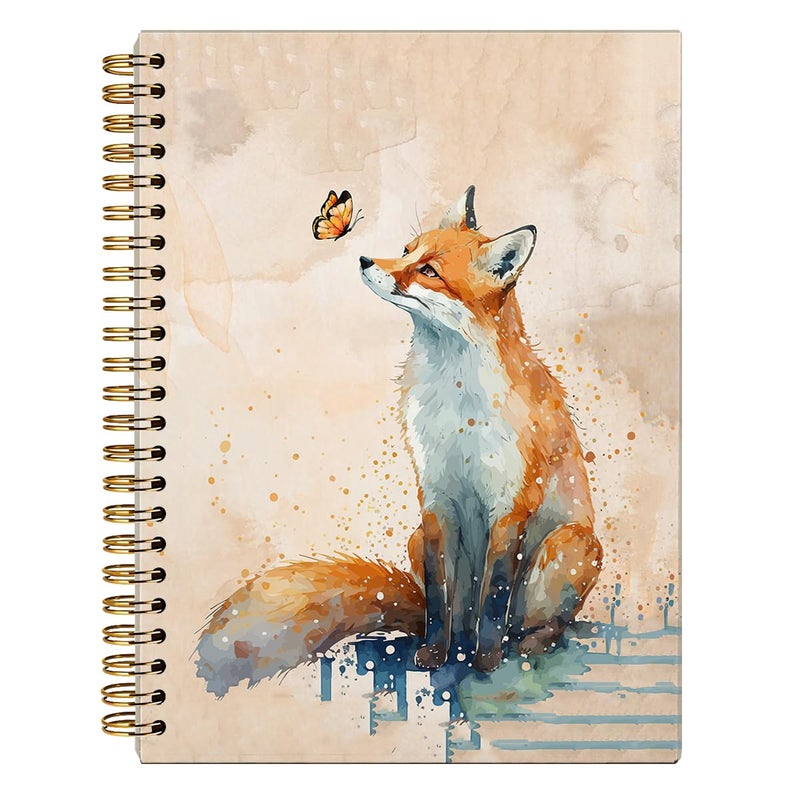 FLVGE Fox Spiral Notebook Journal, Fox Gifts, Cute Notebooks for Women Girls Fox Lovers, College Ruled Hardcover Spiral Notebook Journal for Work Notes Journaling 5.5x8.3 - Image 1