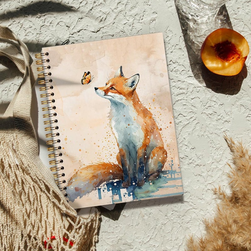 FLVGE Fox Spiral Notebook Journal, Fox Gifts, Cute Notebooks for Women Girls Fox Lovers, College Ruled Hardcover Spiral Notebook Journal for Work Notes Journaling 5.5x8.3 - Image 5