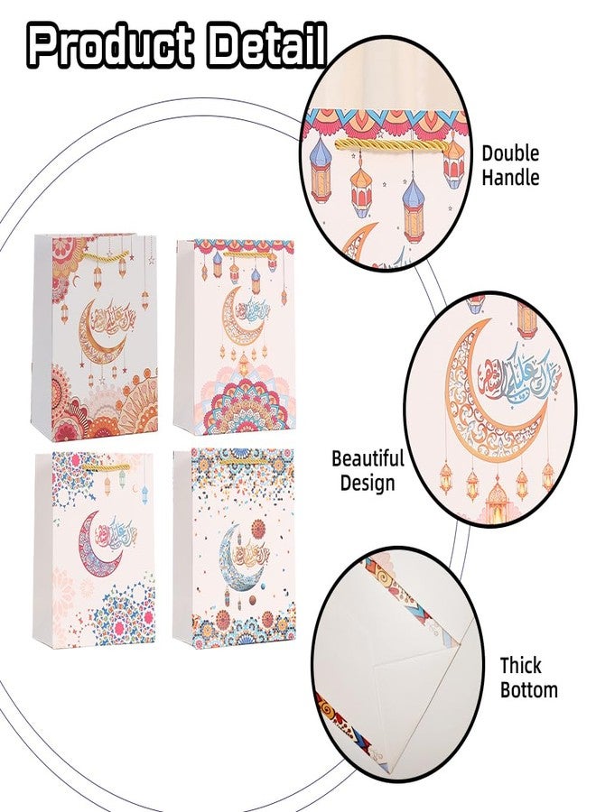 Colodeol 4 Pcs Large Eid Mubarak Gift Bags, Ramadan Gift Bags Paper Eid Bags with Handles Ramadan Treat Party Favors Supplies Eid Party Decoration - Image 3