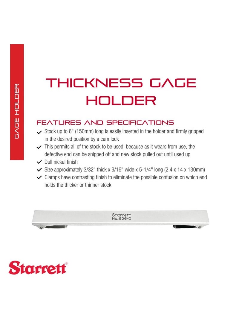 Starrett Starrett Thickness Gage Holder for Precision Measurement  Dull Nickel Finish Double End Clamps Stock at Both Ends for Thickness from 001025  806D  - Image 2