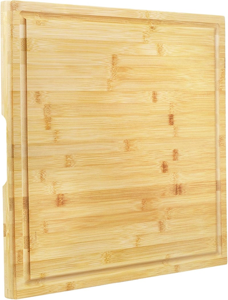Utoplike Extra Large Chopping Board(50.7 x 50.7 x 2.5 cm), XL Bamboo Wooden Cutting Boards for Kitchen, Big Butcher Block Board with Handle and Juice Grooves - Image 1