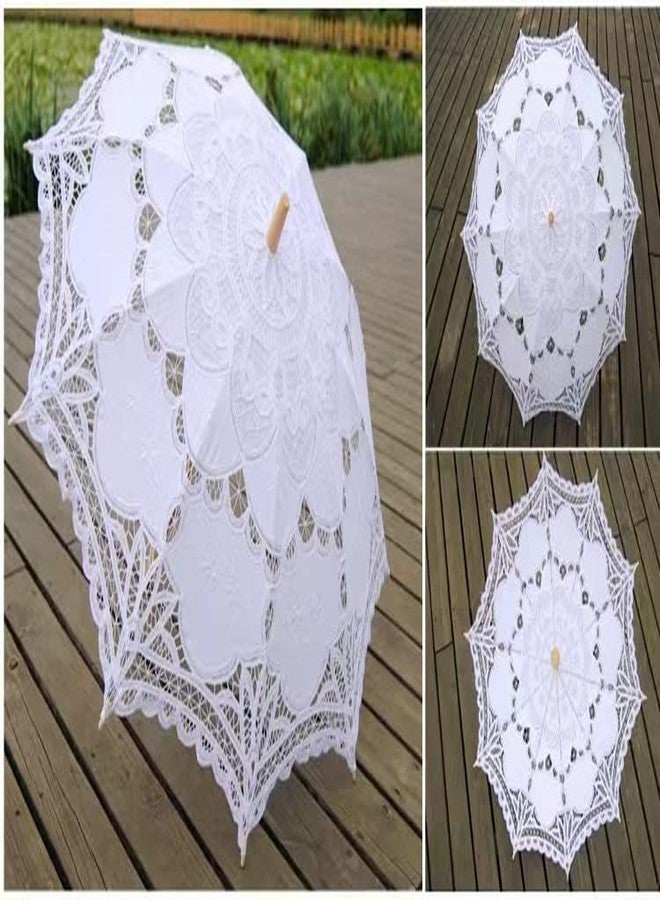 Bestage 30.7" Women's Handmade White Wedding Bridal Dance Vintage Lace Parasol Umbrella for Decoration Photo Tea Party Adult Size - Image 4