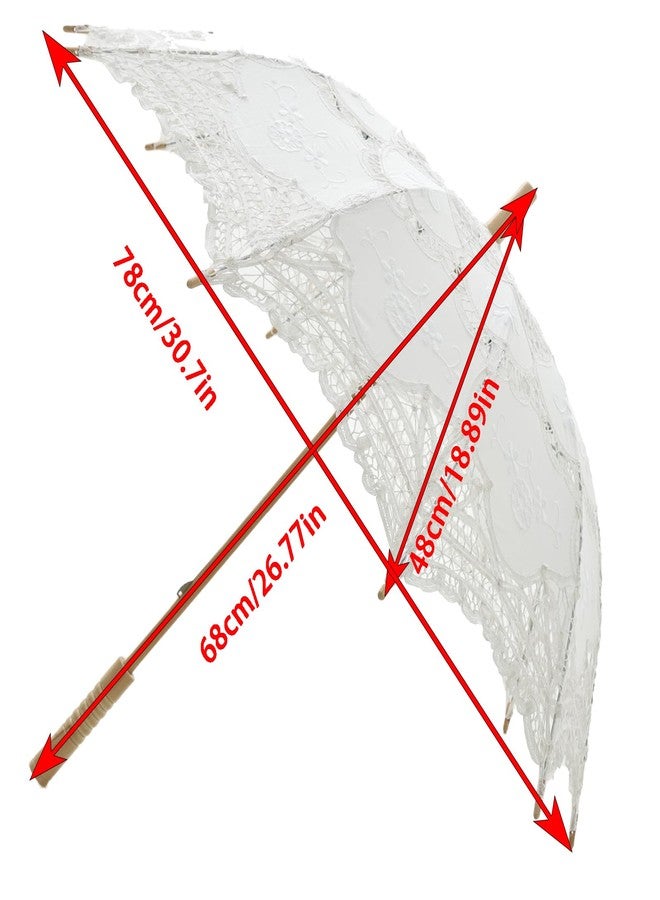 Bestage 30.7" Women's Handmade White Wedding Bridal Dance Vintage Lace Parasol Umbrella for Decoration Photo Tea Party Adult Size - Image 2