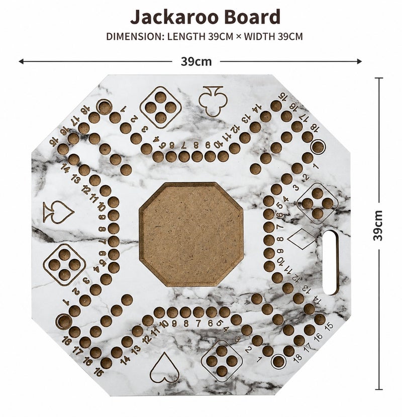 Funz Jackaroo Numbered Wooden Board Game for 4 Players with Glass Marbles and High Quality Tear-Resistant Playing Cards Size 39X39cm White - Image 4