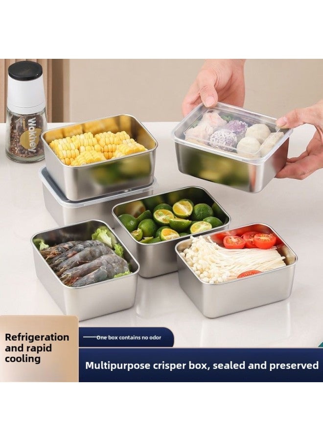 Stainless Steel Food Preservation Box Household Kitchen Refrigerator Special Storage Box Food Grade Sealed Box Wholesale-Specifications:1800ML-Color:True Color  - Image 3