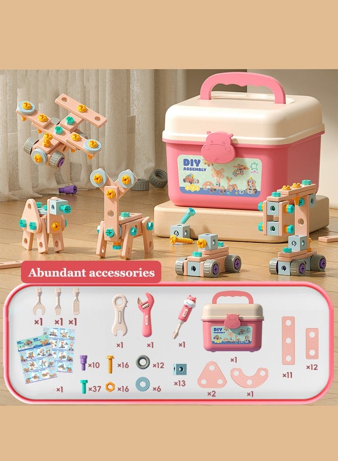 144PCS Children's Repair Toolbox Toys, Screw removal toolbox, simulated repair toolbox, construction building block game, DIY Screw Toys, Electric drill assembly toys, Birthday gifts for boys and gi - Image 2