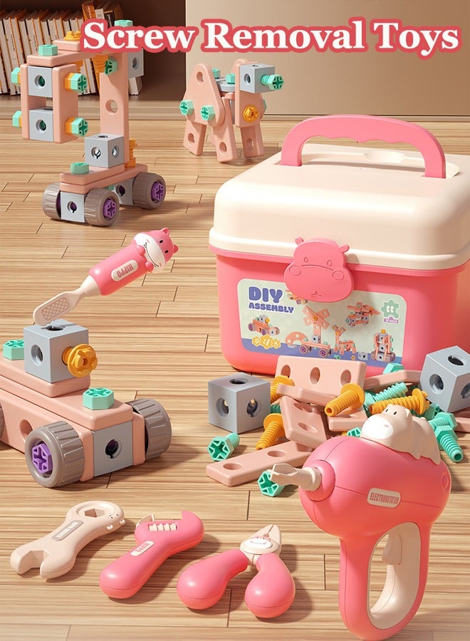 144PCS Children's Repair Toolbox Toys, Screw removal toolbox, simulated repair toolbox, construction building block game, DIY Screw Toys, Electric drill assembly toys, Birthday gifts for boys and gi - Image 1