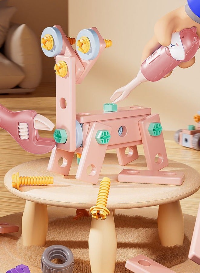 144PCS Children's Repair Toolbox Toys, Screw removal toolbox, simulated repair toolbox, construction building block game, DIY Screw Toys, Electric drill assembly toys, Birthday gifts for boys and gi - Image 3