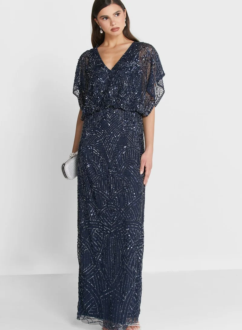 Frock and Frill Sequin Detail Side Split Dress