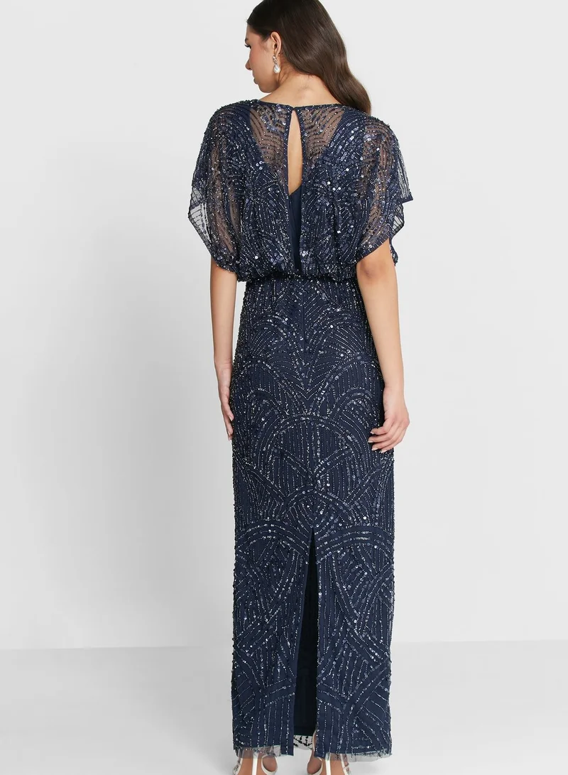 Frock and Frill Sequin Detail Side Split Dress