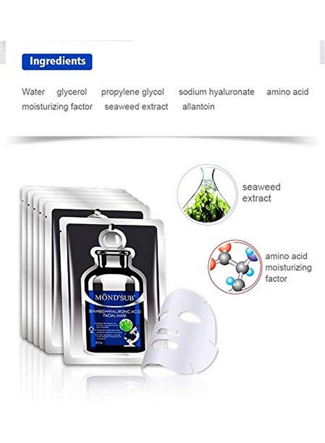 MOND'SUB Algae Seaweed+Hyaluronic Acid Facial Mask Sheets (Pack Of 12) - Image 3