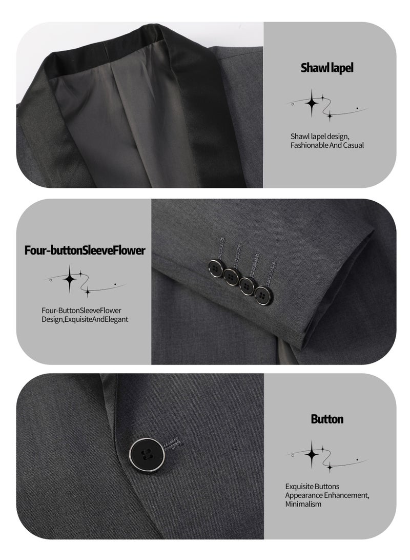 3 Pcs Men Suit Blazer Vest Pants Shawl Collar One Button for Dinner Party Carnival Men Attire - Image 4