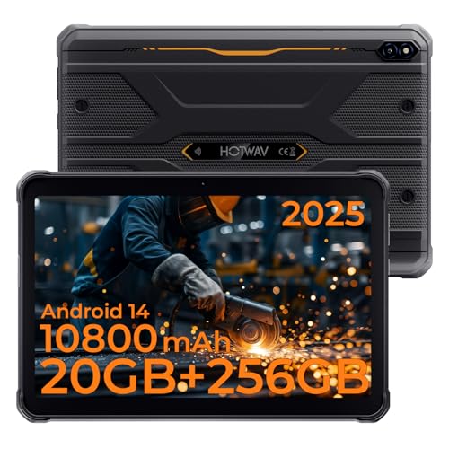 HOTWAV R10 Pro 2025 Rugged Tablet Android 14-10.1 Inch HD+ 10800mAh Waterproof Tablet, 20GB RAM+256GB ROM/1TB TF Outdoor Tablets, 13MP+5MP Camera Octa-Core IP68&IP69K/4G-LTE/5G WiFi/Face ID/GPS/OTG - Image 1
