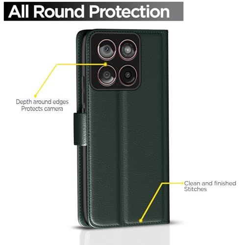 Pikkme Flip Cover for Motorola Moto Edge 60 5G / Motorola Moto Edge 60 Fusion 5G | Leather Finish | Shockproof with Card Pockets & Wallet Stand | Ultimate Protection Case (Green) - Image 4