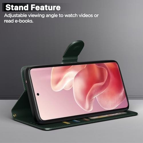 Pikkme Flip Cover for Motorola Moto Edge 60 5G / Motorola Moto Edge 60 Fusion 5G | Leather Finish | Shockproof with Card Pockets & Wallet Stand | Ultimate Protection Case (Green) - Image 3