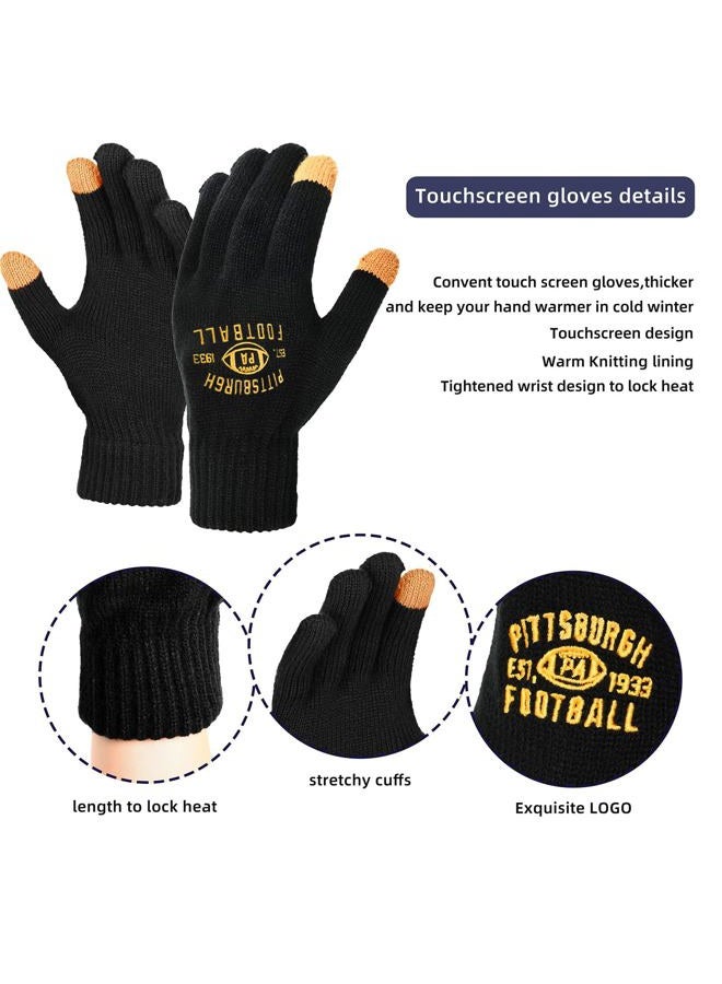 mtstaowe Vintage Classic Skull Cap Beanie Hat Cuffed Winter Hat Knit Comes with Warm Gloves Gifts for Men Women Fans - Image 3