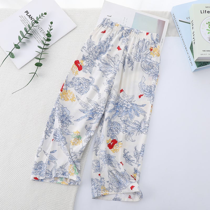 Children'S Wear Children'S Artificial Cotton Wide-Leg Pants Girls' Cotton Silk Straight Pants Baby'S Loose Thin Cropped Pants - Image 3