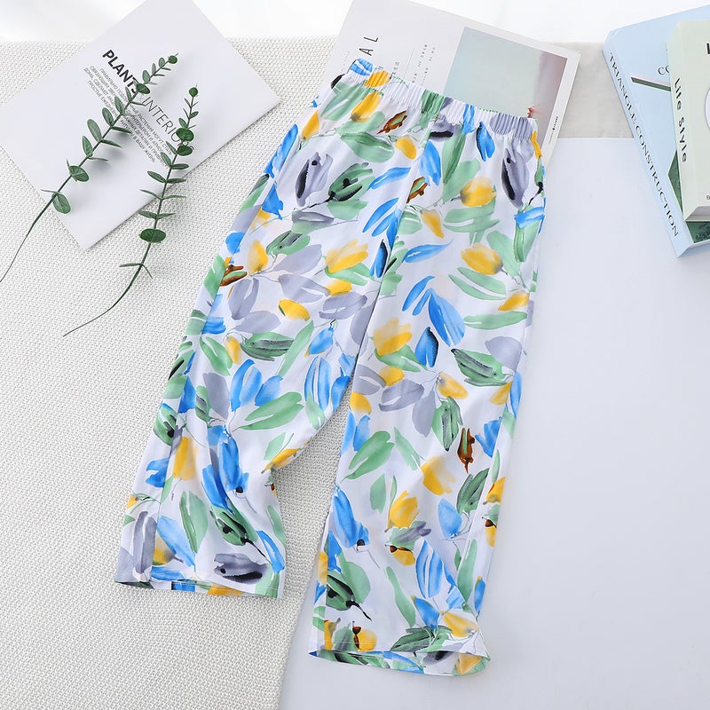 Children'S Wear Children'S Artificial Cotton Wide-Leg Pants Girls' Cotton Silk Straight Pants Baby'S Loose Thin Cropped Pants - Image 5