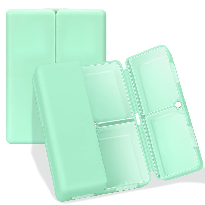 FYY Daily Pill Organizer 7 Compartments Portable Pill Case Travel Pill OrganizerFolding Design Pill Box for Purse Pocket to Hold VitaminsCod Liver OilSupplements and MedicationGreen