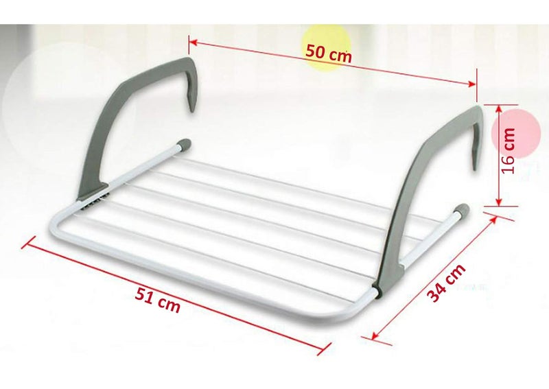 MEZON Cloth Drying Rack for Balcony Steel MultiFunctional Folding Cloth Drying Hanger for Home Interior Outdoor Balcony Telescopic Shelf Clothes Socks Laundry Rack Stand Multicolor - Image 2