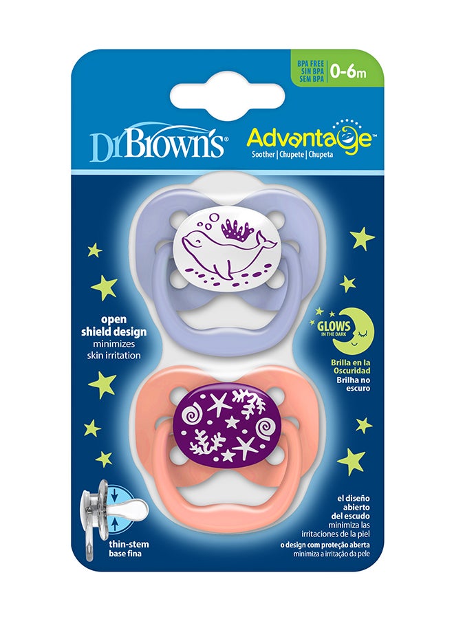 Dr. Brown’s Glow In The Dark Advantage Soother, 0-6m 2-Pack Assorted - Image 3