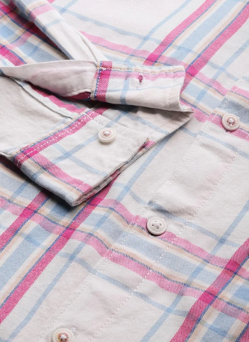 The Indian Garage Co Men Regular Fit Checkered Full Sleeves Cutaway Collar Casual Shirt