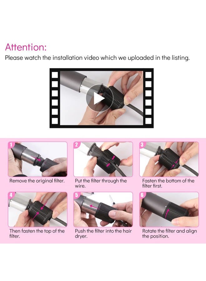 Kuflant Upgraded Hair Dryer Filter Cover Compatible with Dyson Supersonic HD01 HD03 HD08 Models, Hair Dryer Strainer Filter Replacement Parts(Gray) - Image 3