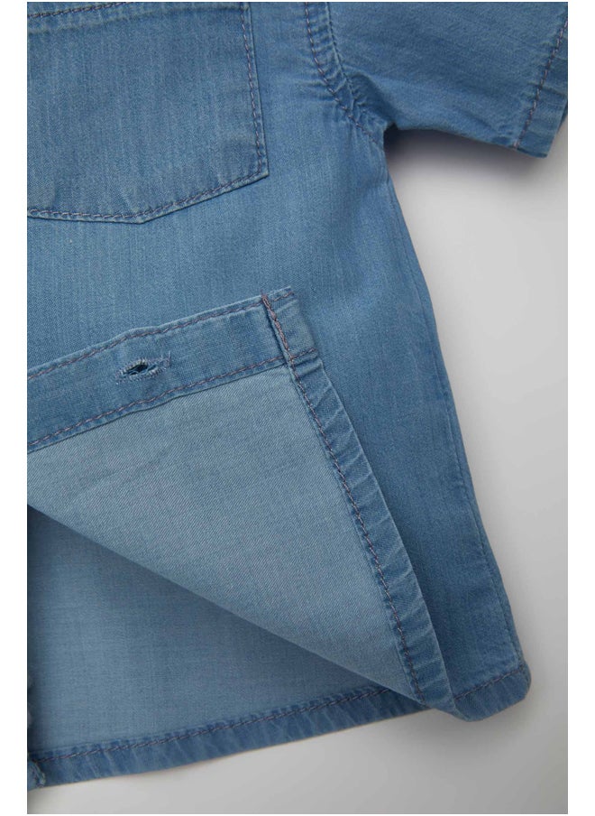 DeFacto - Babyboy Regular Fit Denim Short Sleeve Shirt - Image 1