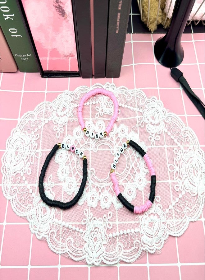 Neffliwe Handmade Black and Pink 3 Pcs Friendship Bracelets Kit Korean pop Merch Gifts for fans women men - Image 3