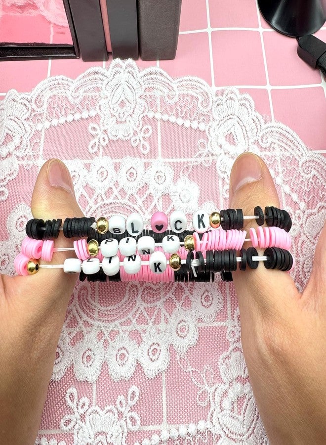 Neffliwe Handmade Black and Pink 3 Pcs Friendship Bracelets Kit Korean pop Merch Gifts for fans women men - Image 5