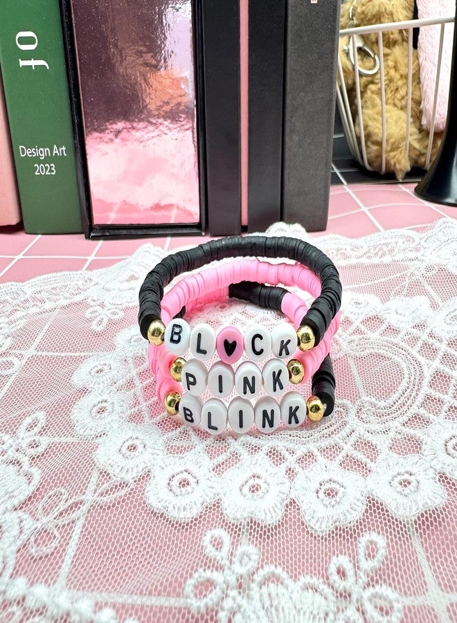 Neffliwe Handmade Black and Pink 3 Pcs Friendship Bracelets Kit Korean pop Merch Gifts for fans women men - Image 4