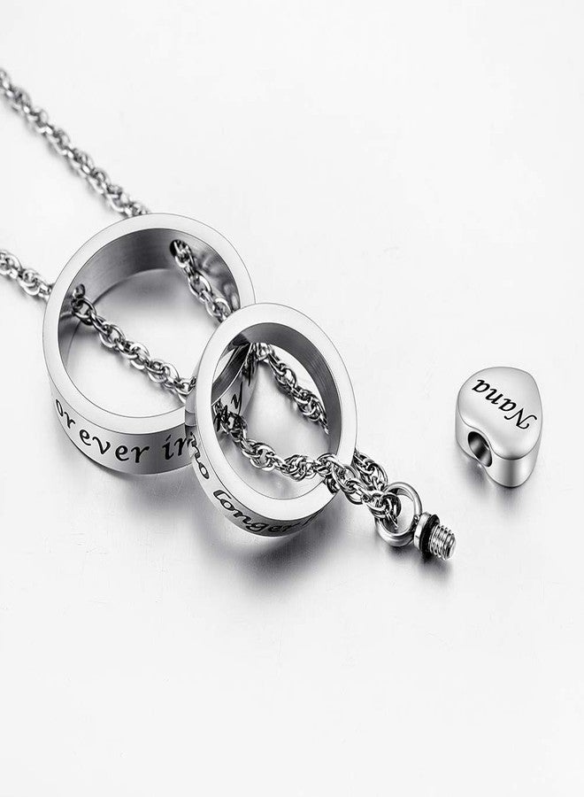 XIUDA Cremation Necklace Urn Necklace for Ashes Heart Carved Locket No Longer by My Side, Forever in My Heart for Nana - Image 3