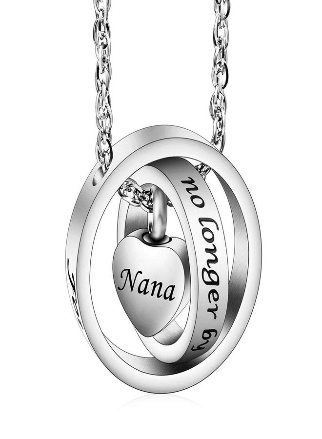 XIUDA Cremation Necklace Urn Necklace for Ashes Heart Carved Locket No Longer by My Side, Forever in My Heart for Nana - Image 1