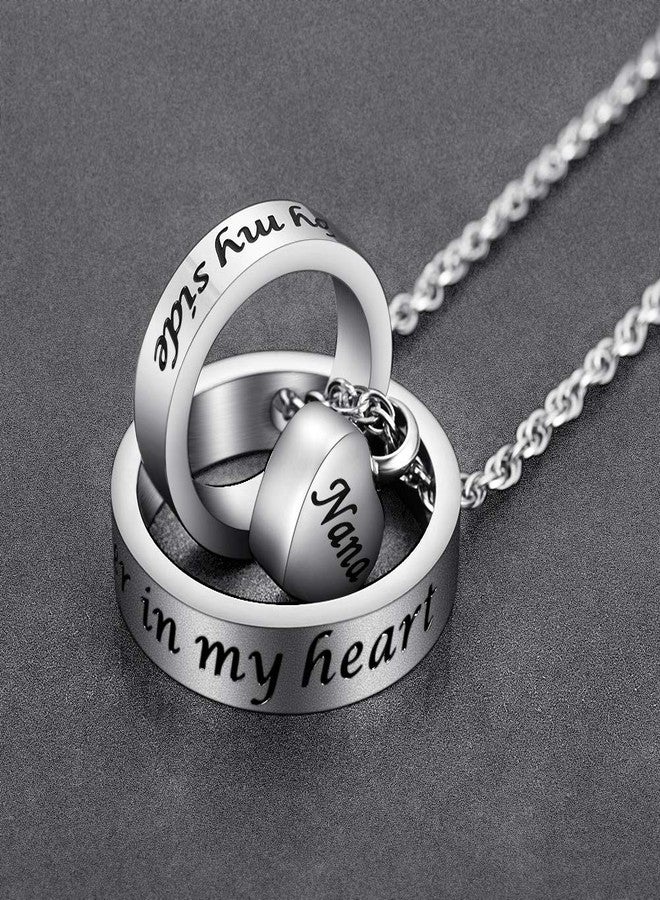 XIUDA Cremation Necklace Urn Necklace for Ashes Heart Carved Locket No Longer by My Side, Forever in My Heart for Nana - Image 4