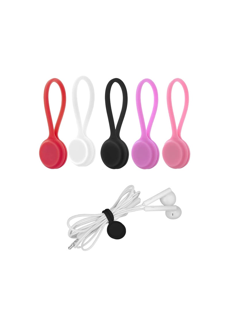 Loquat 5 Pieces Magnetic Cable Ties Reusable Silicone Magnetic Cable Ties for Cable Clips Wire Harness and Organizing, Fixing Things, Bookmarks, Fridge Magnets - Image 1