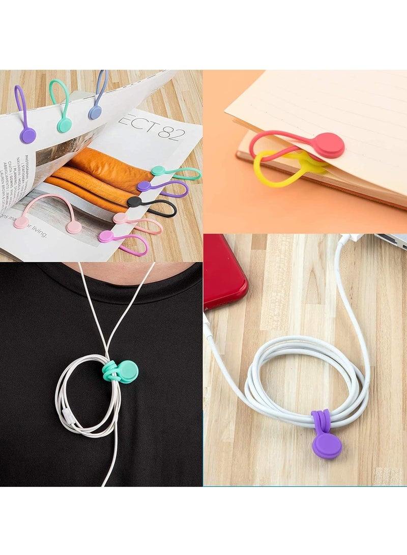 Loquat 5 Pieces Magnetic Cable Ties Reusable Silicone Magnetic Cable Ties for Cable Clips Wire Harness and Organizing, Fixing Things, Bookmarks, Fridge Magnets - Image 3