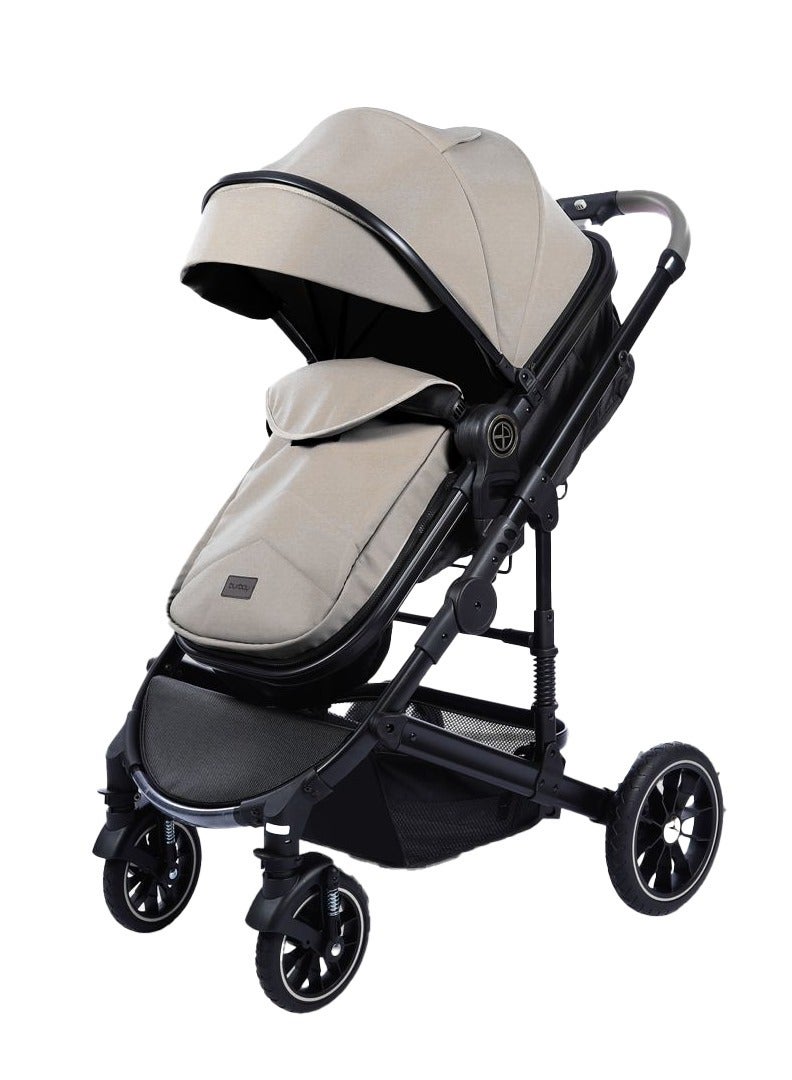 بورباي طقم تنقّل 4-في-1 للمولود الجديد – عربة + مقعد سيارة وشنطة أم – عربة قابلة للطي لجميع التضاريس - Image 2