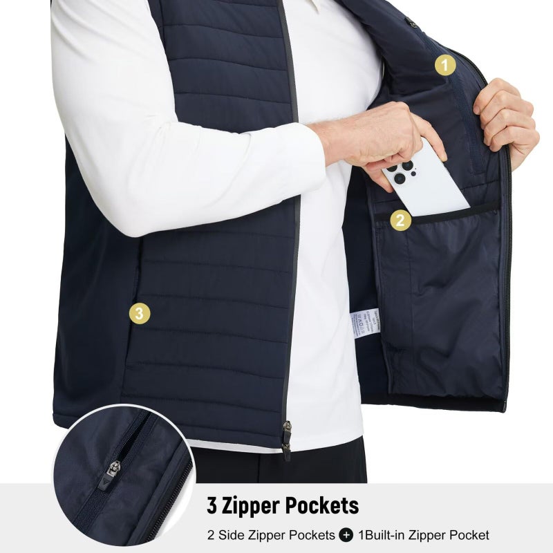 M MAELREG Puffer Vest Men Lightweight Sleeveless Jacket Full Zip Mens Winter Vest Outerwear for Hiking Running Golf - Image 4