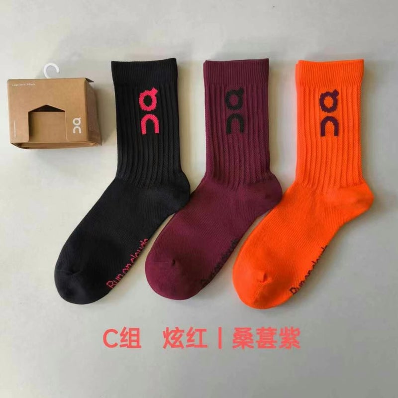 On Socks 3 Pair Pack Ang Run Couple'S Four Seasons Socks Men'S And Women'S Fashionable Stocking Sports Socks - Image 5