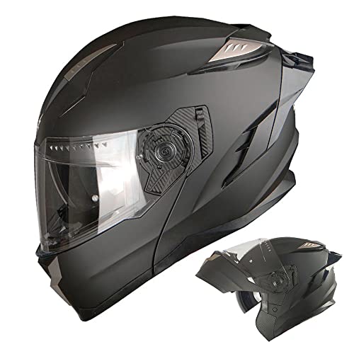 1Storm Motorcycle Modular Full Face Helmet DOT Adults Street Bike Flip up Dual Visor Sun Inner Shield Anti Fog Pinlock Ready Shield: Matt Black - Image 1