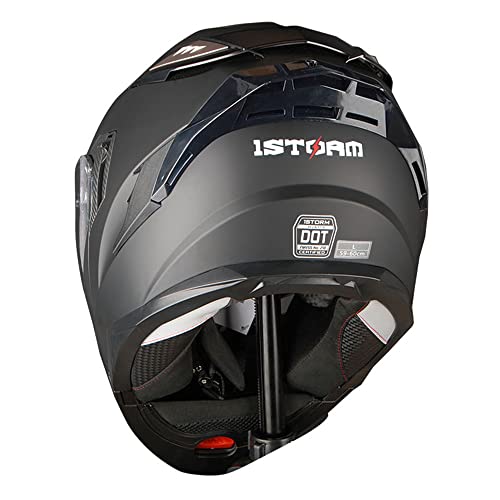 1Storm Motorcycle Modular Full Face Helmet DOT Adults Street Bike Flip up Dual Visor Sun Inner Shield Anti Fog Pinlock Ready Shield: Matt Black - Image 3