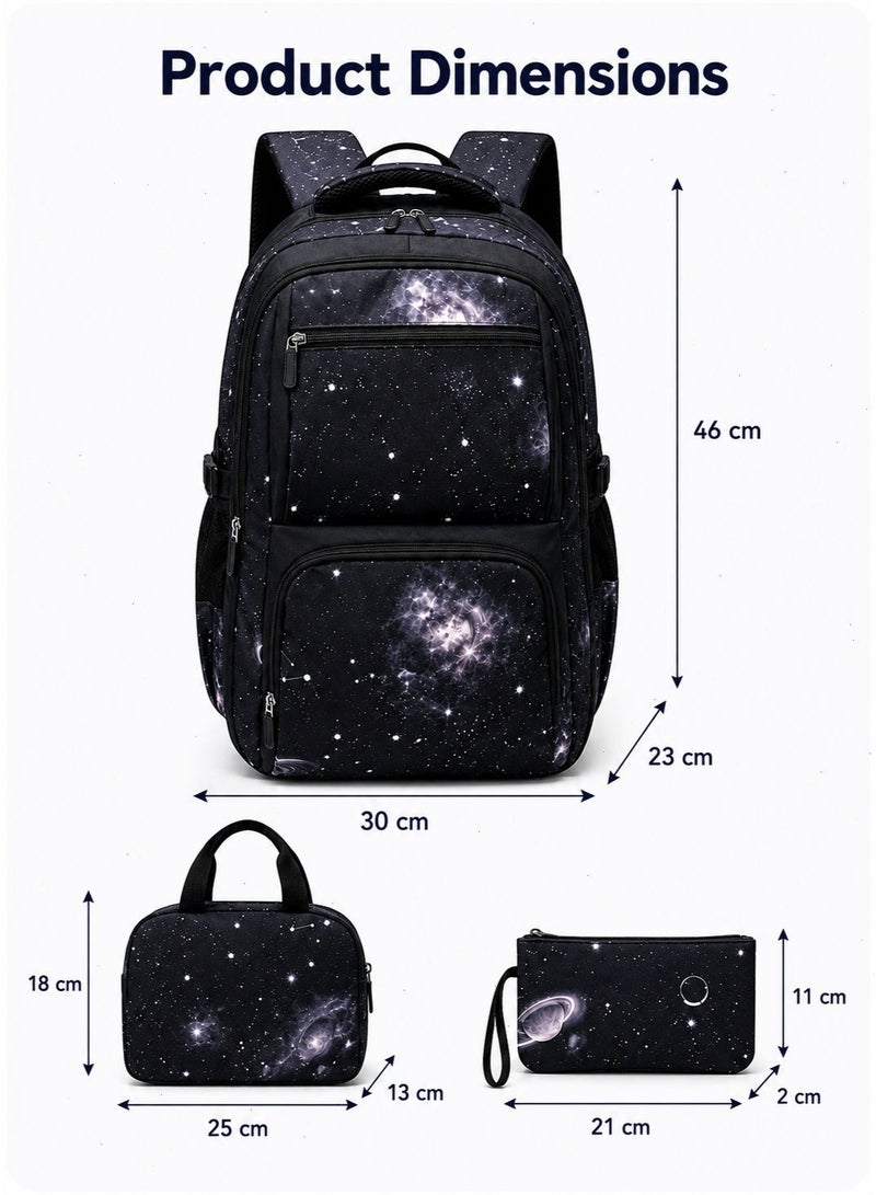 3-In-1 Kids School Bag, Unisex Lightweight Backpack Set for Elementary Kids, Comes with Lunch Tote Bag, Pencil Case & Cute Cartoon Stickers - Image 2