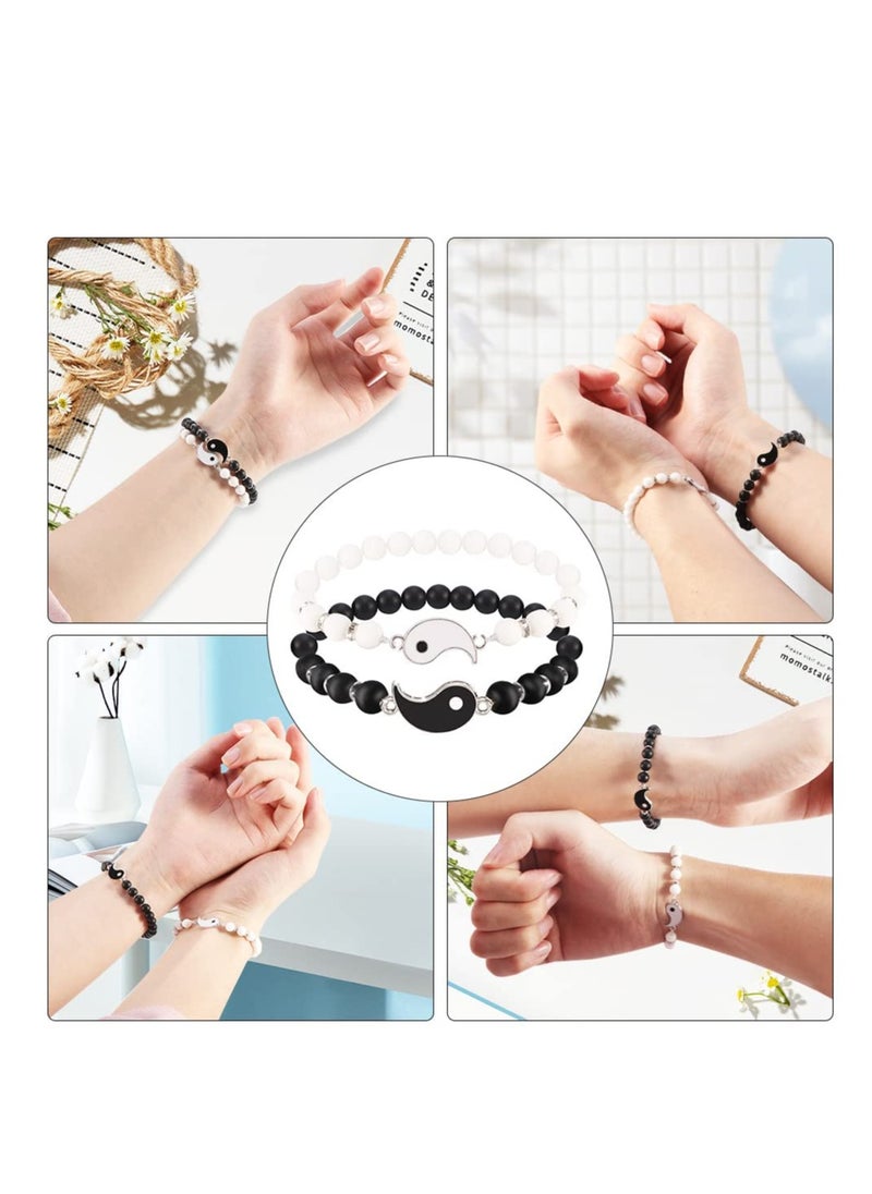 SYOSI - Best Friend Bracelet for 2 Matching Yin Yang Adjustable Bracelets, Couple Bracelets for Boyfriend Girlfriend Valentines Gift, BFF Friendship Relationship Handmade Bracelets - Image 1