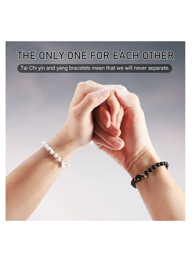 SYOSI - Best Friend Bracelet for 2 Matching Yin Yang Adjustable Bracelets, Couple Bracelets for Boyfriend Girlfriend Valentines Gift, BFF Friendship Relationship Handmade Bracelets - Image 1
