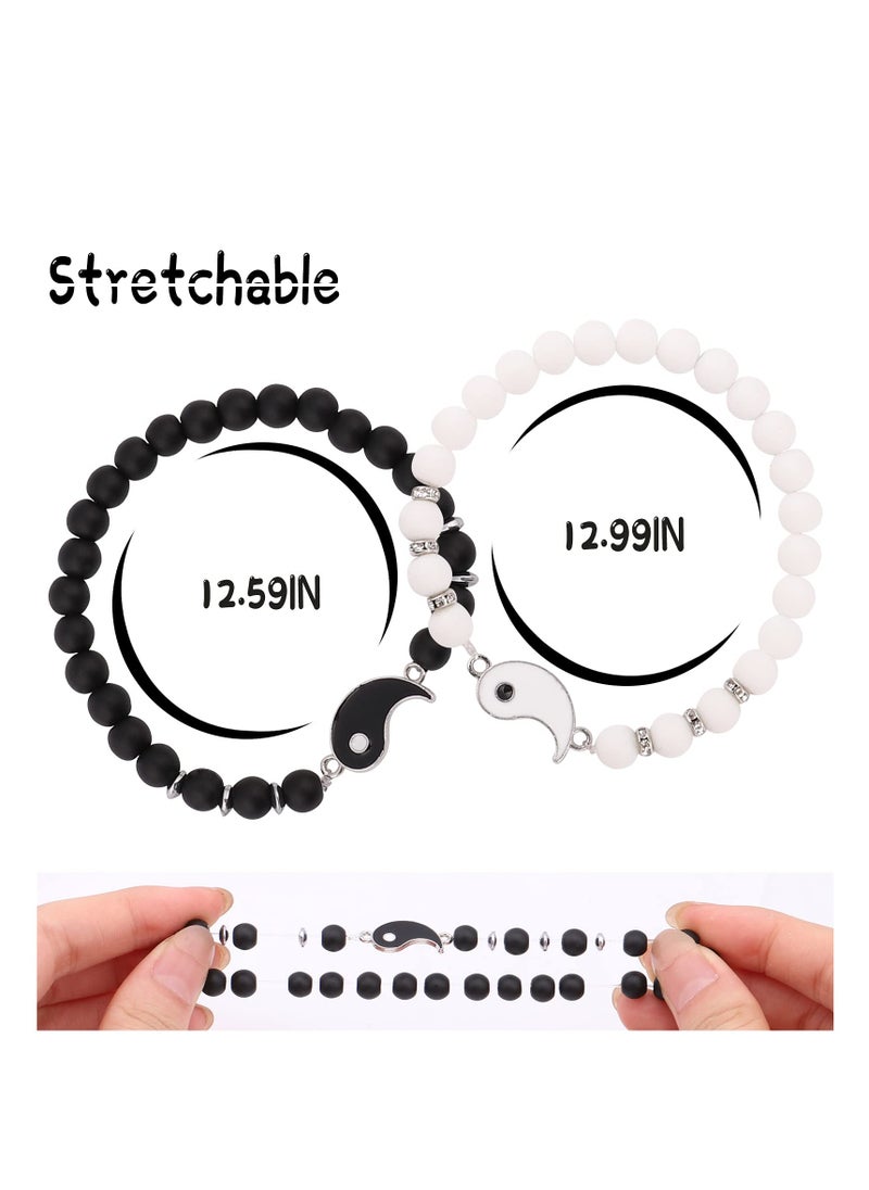 SYOSI - Best Friend Bracelet for 2 Matching Yin Yang Adjustable Bracelets, Couple Bracelets for Boyfriend Girlfriend Valentines Gift, BFF Friendship Relationship Handmade Bracelets - Image 1